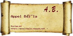 Appel Béla névjegykártya