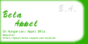 bela appel business card